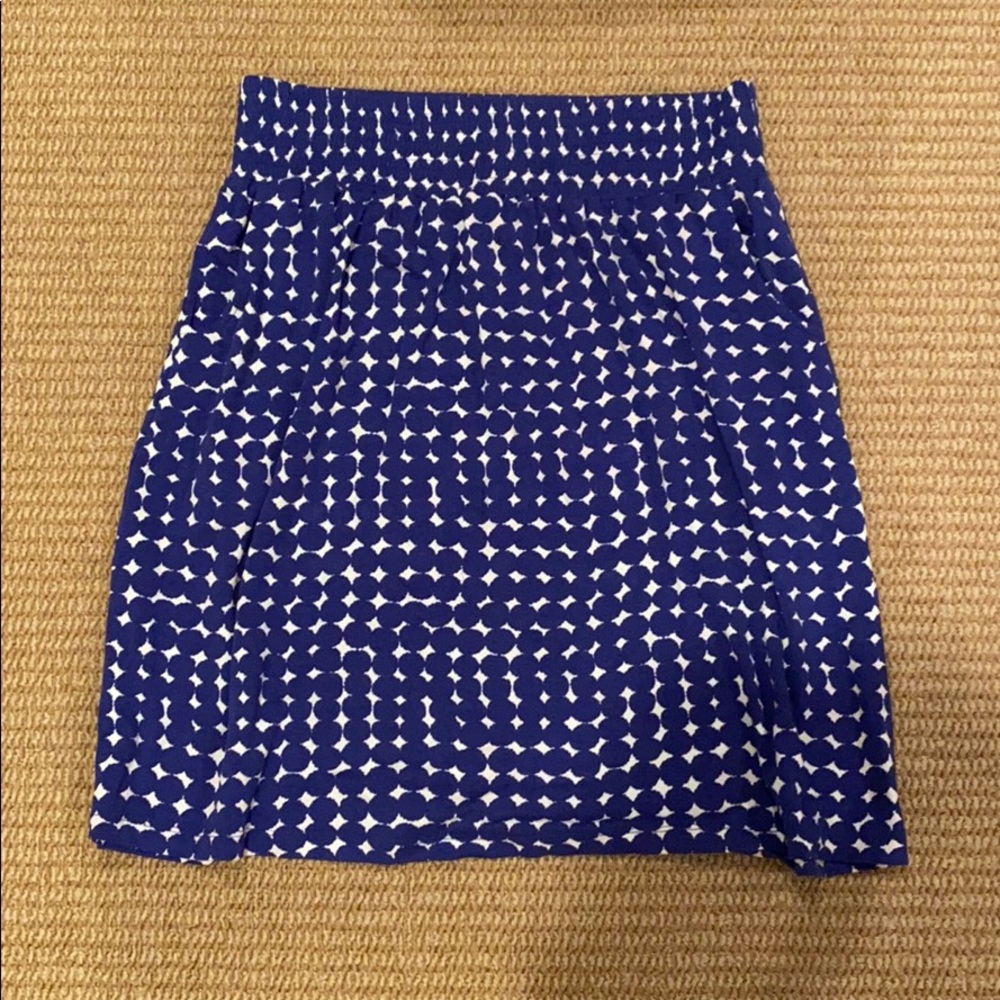 Boden mini skirt blue white smocked waist